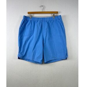 Emily Daniels Blue Cotton Pull On Elastic Waist Bermuda‎ Shorts 1X 100% Cotton
